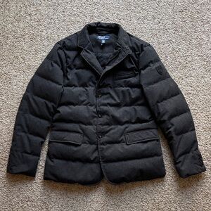 Polo Ralph Lauren Gray Wool Down Insulated Quilted Puffer Blazer Jacket M